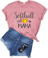 YUYUEYUE Softball Mom Letter Print T-Shirt Womens O-Neck Short Sleeve Top Tee