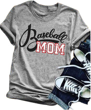 LONBANSTR Women Baseball Mom Letter Print T Shirt Short Sleeve Tops Tee