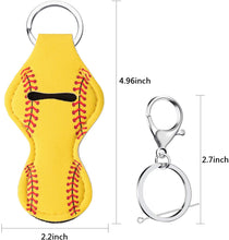 Jovitec 16 Pieces Chapstick Holder Keychain with 16 Metal Key Chains (Yellow Baseball)