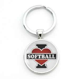 New Brand I Love Softball sports keychain summer style men women leisure jewlery high quality glass dome key chain ring SP377