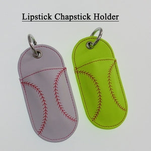softball baseball leather chapstick key fob