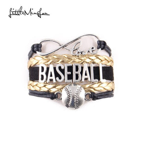 Little Minglou 7 colors Infinity Love Baseball bracelet Baseball charm wax leather wrap men bracelet & bangles for women jewelry