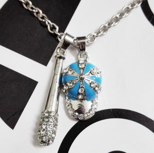 one piece Fashion Costume Jewelry Dull-silver Plated Crystal Deco Baseball Sport Charm Jewelry xy018