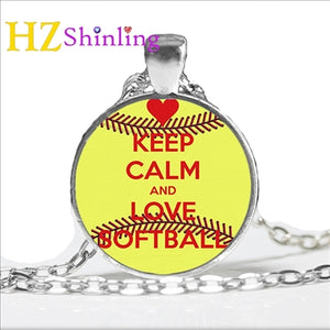 2017 New Quote Softball Necklaces Love Softball Jewelry Glass Photo Cabochon Necklace Sports Pendant Gifts for Men Women