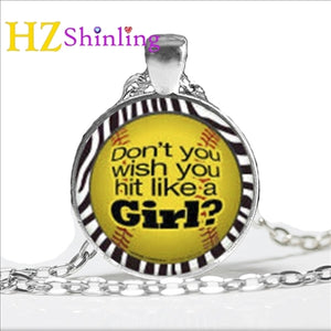 2017 New Quote Softball Necklaces Love Softball Jewelry Glass Photo Cabochon Necklace Sports Pendant Gifts for Men Women