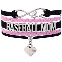 Baseball Softball Mom Sports Love Infinity Charm Bracelets Black Green Red Wax Cord Leather Braid Women Men Boy Jewelry Gift