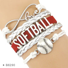 Baseball Softball Mom Sports Love Infinity Charm Bracelets Black Green Red Wax Cord Leather Braid Women Men Boy Jewelry Gift