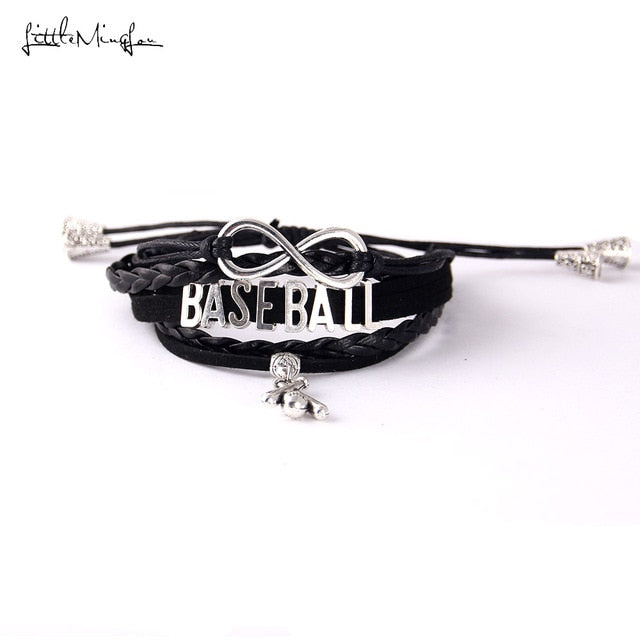 Little MingLou Infinity Baseball bracelet baseball bat charm adjustable Strap tassel men bracelets & bangles for women jewelry