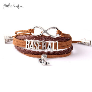 Little MingLou Infinity Baseball bracelet baseball bat charm adjustable Strap tassel men bracelets & bangles for women jewelry