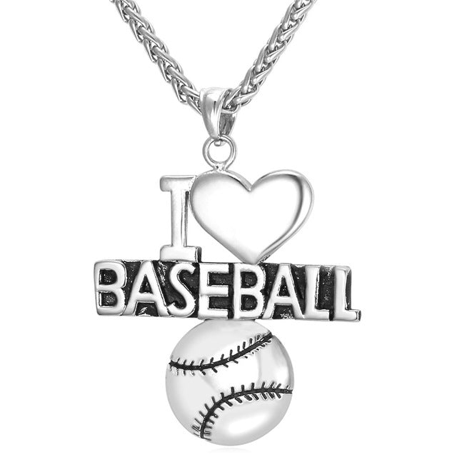 Heart Necklace For Baseball Fan Stainless Sports Jewelry Gold Color 