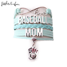 Little MingLou Infinity Love Baseball mom bracelet Baseball gloves charm leather wrap bracelets & bangles for women jewelry