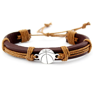 Soccer Football Baseball Softball Volleyball Hockey Gymnastics Tennis Basketball Swim Golf Charm Leather Bracelets Jewelry Gift