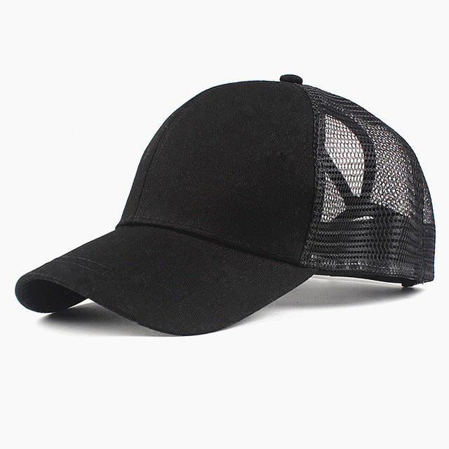 Solid Summer Ponytail Baseball Cap Mesh Hats For Men Women Messy Bun Casual Hip Hop Snap backhats