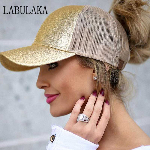 2018 Women Ponytail Baseball Cap Messy Bun Dad Hats Summer Snapback Mesh Trucker Hat Casual Girls Hip Hop Adjustable Caps