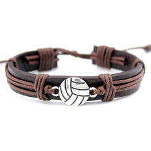 Soccer Football Baseball Softball Volleyball Lacrosse Field Ice Hockey Player Gymnastics Tennis Charm Leather Bracelets Jewelry