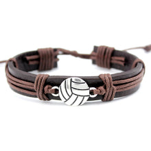 Football Soccer Baseball Softball Volleyball Lacrosse Field Ice Hockey Player Charm Leather Bracelets Women Men Unisex Jewelry