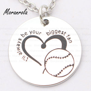 "I'll always be your biggest fan" necklace Keychain,charm Hand stamped Jewelry Baseball Fan necklace Sports Cheer gift