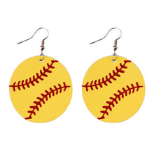 2018 New Round Baseball Genuine Leather Earrings for Women Sport Jewelry Large Leather Softball Earrings Wholesale