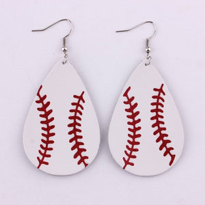 2018 New Round Baseball Genuine Leather Earrings for Women Sport Jewelry Large Leather Softball Earrings Wholesale