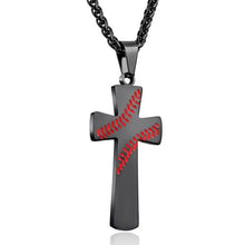 Ckysee Men Cross Sport Baseball Pendant Necklaces Golden Jesus Engraved Stainless Steel Chain Necklace Religious Jewelry