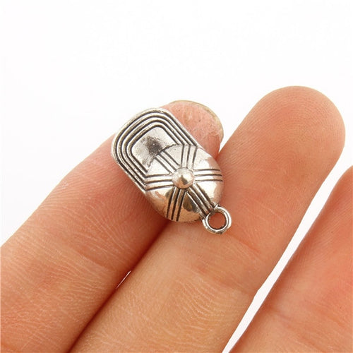 10PCS HAT BASEBALL CAP 3D Tibetan Silver Charms Pendants Beads DIY Jewelry Making 9*15mm