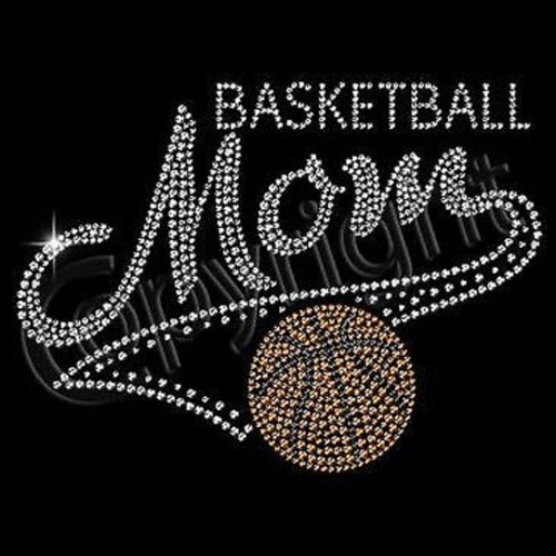 WOMEN'S TEE T SHIRT BASKETBALL MOM SM - 3XL LONG OR SHORT SLEEVE RHINESTONE NEW